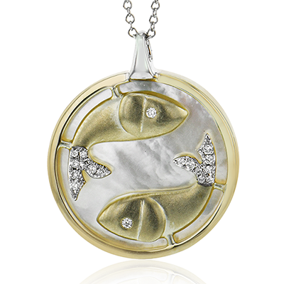 14k two-tone Pisces Zodiac Signs Constellation Pendant